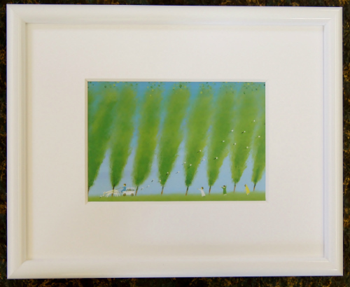 メルヘン画家　葉祥明額付ミニアート「緑のポプラ並木」在庫限りです。_画像4