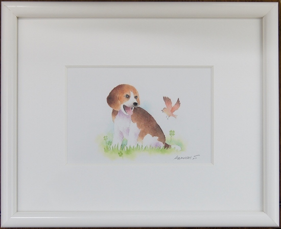  pretty dog. painter Sakamoto kazsi amount attaching Mini art [ Beagle ] production end goods, stock limit..