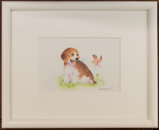  pretty dog. painter Sakamoto kazsi amount attaching Mini art [ Beagle ] production end goods, stock limit..
