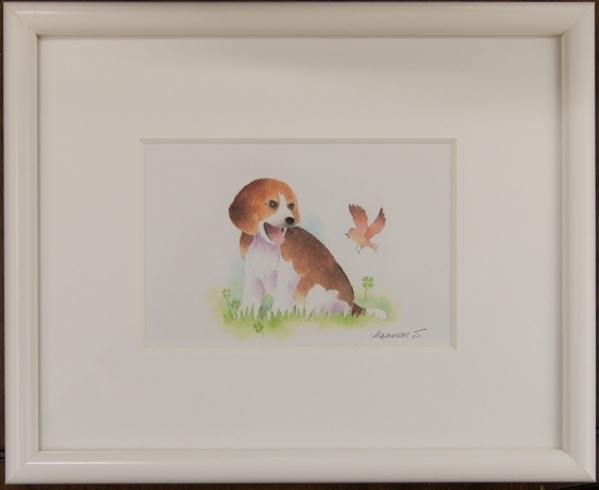  pretty dog. painter Sakamoto kazsi amount attaching Mini art [ Beagle ] production end goods, stock limit..