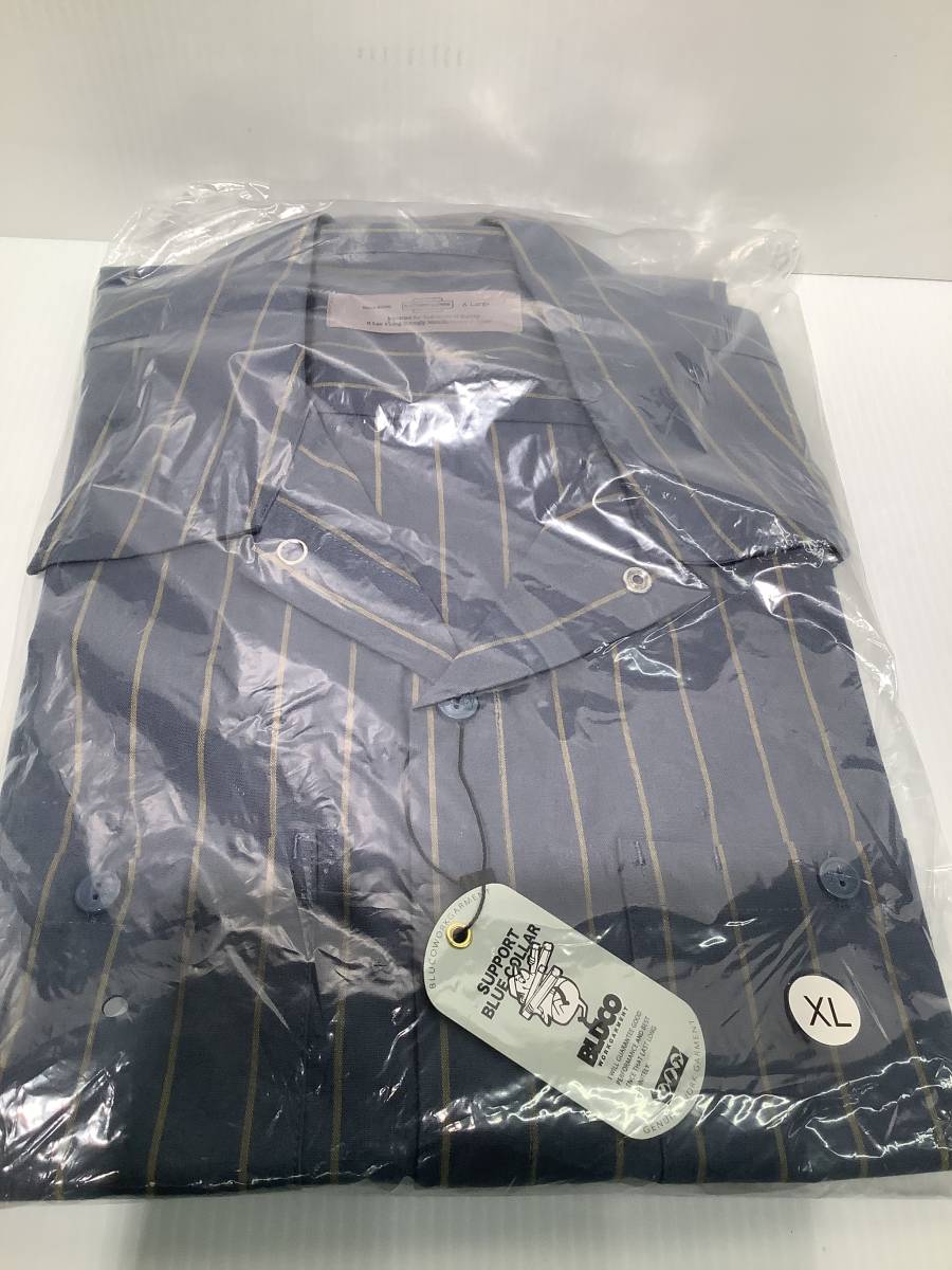 【新品】BLUCO STANDARD WORK SHIRT S/S 0108 SLATE BLUE STRIPE XLsize スタンダードワークシャツ 半袖シャツ_未開封を送ります