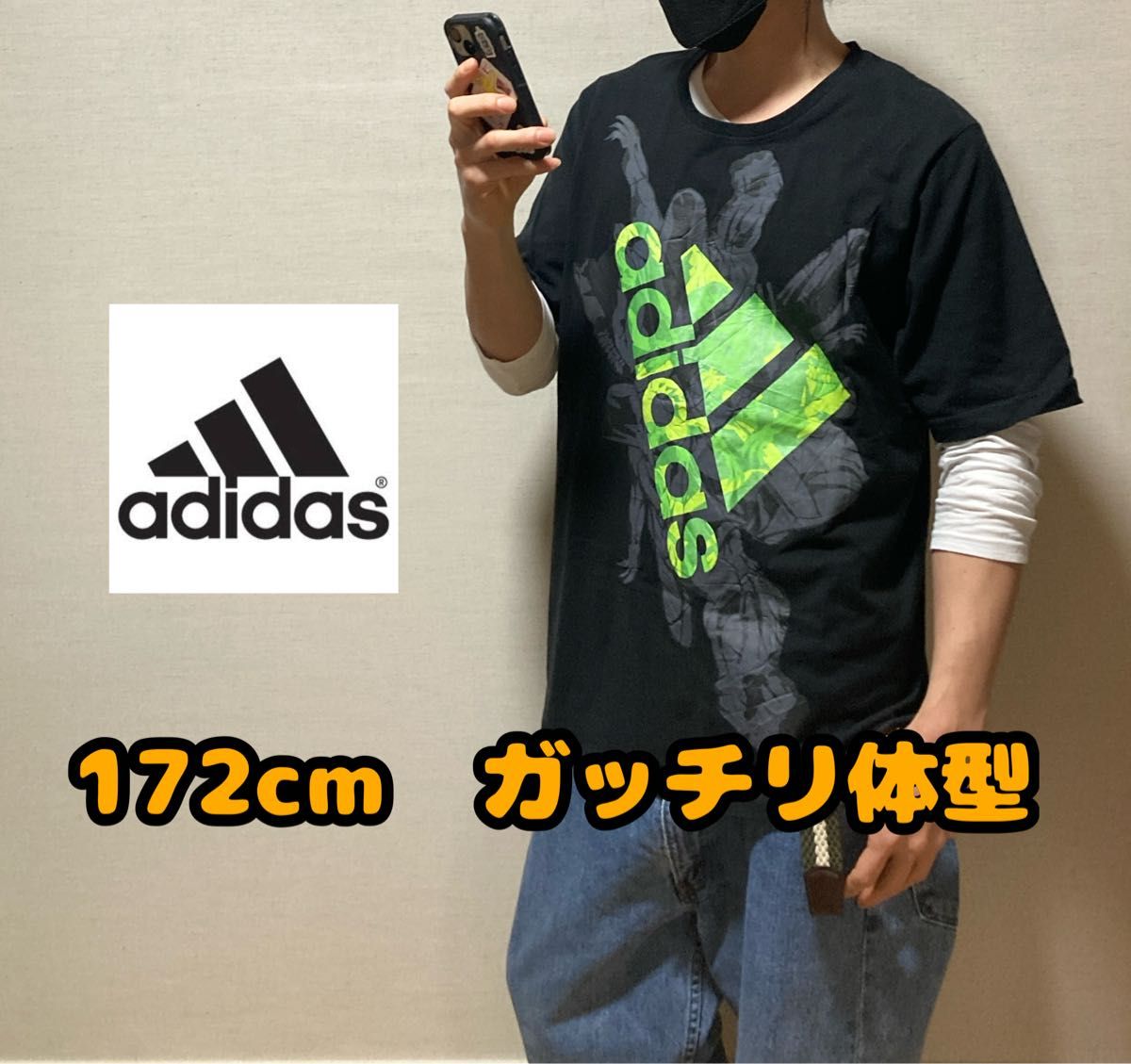 adidas アディダス　パフォーマンスロゴ　Tシャツ　ブラック　半袖　メンズ　レディース　 古着