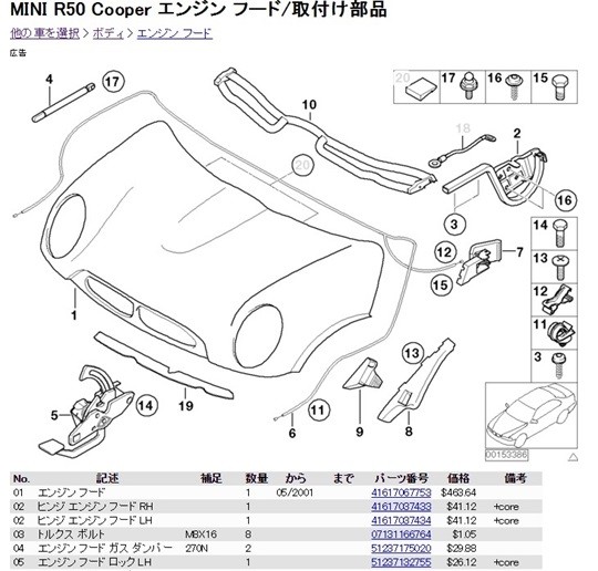 BMW MINI オンラインパーツリスト 日本語対応 R50 R53 R56 F55 F56 R60 F60 Clubman クラブマン カントリーマン_画像1