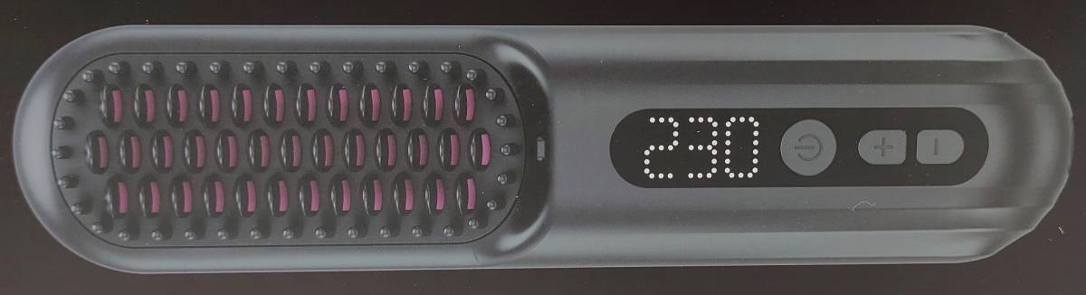 【1円出品】コードレス ヒートブラシ ブラシアイロン ストレート マイナスイオン USB充電式 150～230℃温度調整 デジタル表示 黒 S177の画像8