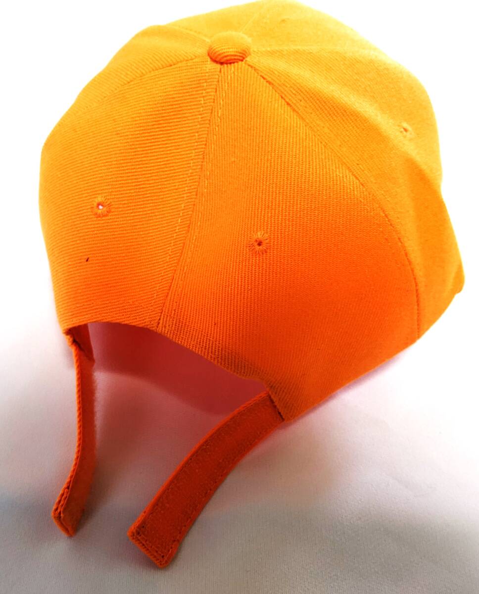 【1円出品】野球帽子オレンジ 橙 ポリエステル100% 後ろのマジックテープでサイズ調節可能_画像6
