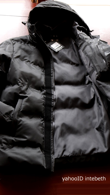 新品 正規品■イタリア11° L 黒 中綿 軽量 コート【XL~ 大きいサイズ】メンズ ジャケット セレブ フェイク-ダウン 春 フード ブラック_画像2