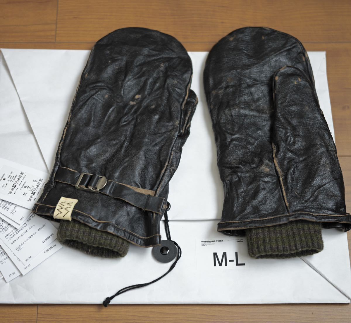 visvim ビズビム 23FW MUSHER MITTENS (IT VEG.H) BLACK ブラック M-L ミトン グローブ 手袋 カシミア 新品未使用_画像1