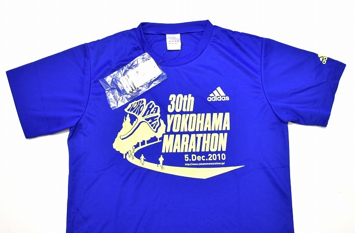 adidas （アディダス） 横浜マラソン 2010年 記念 Tシャツ YOKOHAMA MARATHON 新品 青 よこはま 30th ランニング GYM ジム スポーツ Mロゴ_画像4