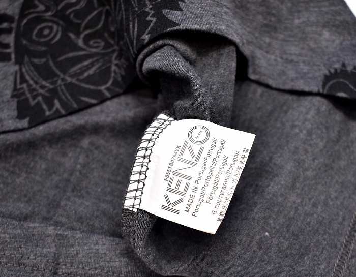 KENZO paris （ケンゾー） タイガー 総柄 ロゴ Tシャツ 半袖 S/S TEE グレー L クルーネック プリント LOGO_画像8