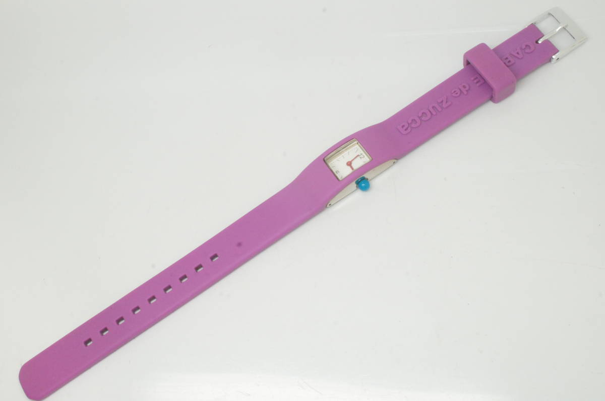 B29●作動良好 SEIKO セイコー製 CABANE de zucca ズッカ スクエア型 レディース腕時計 パープル紫×シルバー お洒落 クォーツの画像6