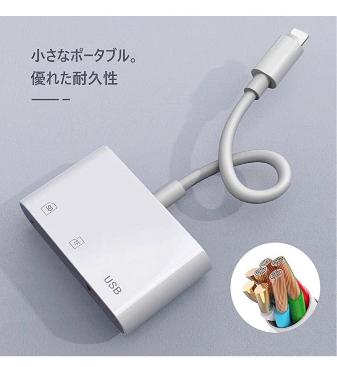 iPhone SDカードリーダー3in1 USB OTGカメラアダプタ双方向データ送信SDカードリーダー