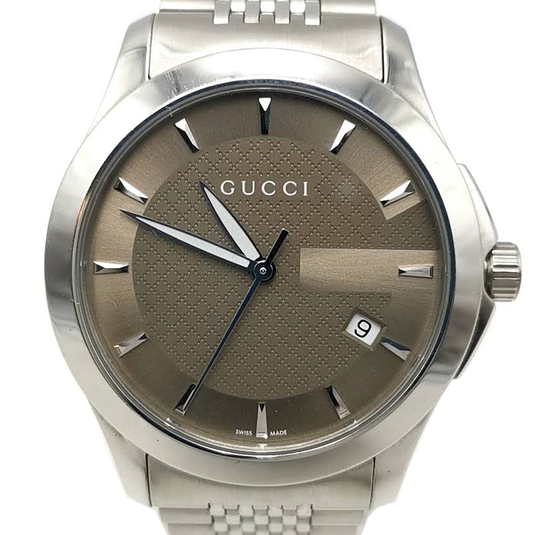 送料無料 美品 グッチ GUCCI 腕時計 クォーツ YA126406 Gタイムレス アナログ ウォッチ 銀 シルバー系 メンズ_画像1