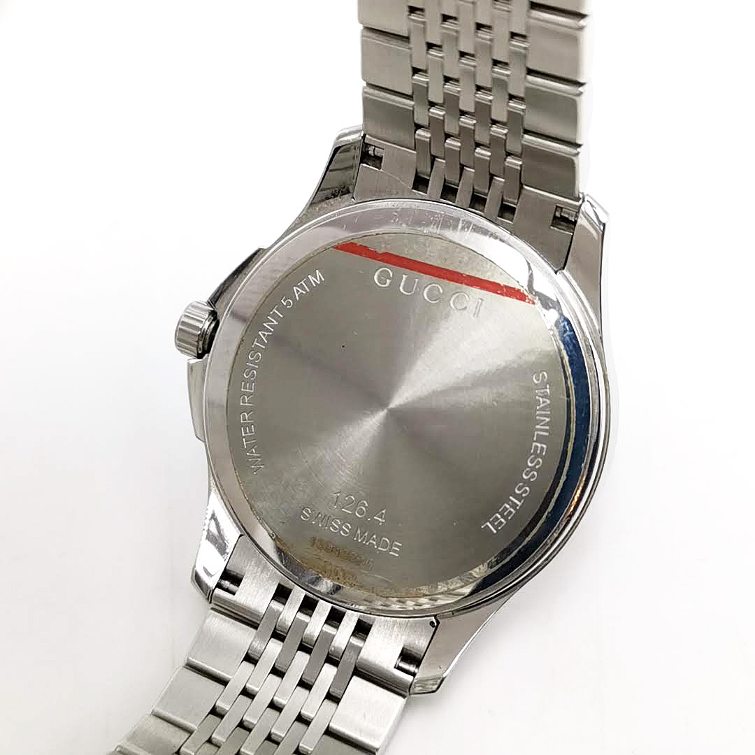 送料無料 美品 グッチ GUCCI 腕時計 クォーツ YA126406 Gタイムレス アナログ ウォッチ 銀 シルバー系 メンズ_画像9