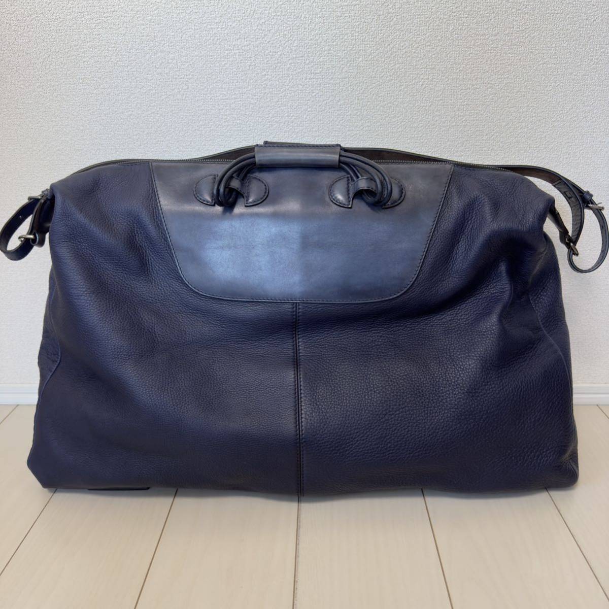  превосходный товар обычная цена 73.7 десять тысяч иен Berluti ограничение pa чай n кожа сумка "Boston bag" путешествие сумка голубой плечо ремень имеется стандартный товар 