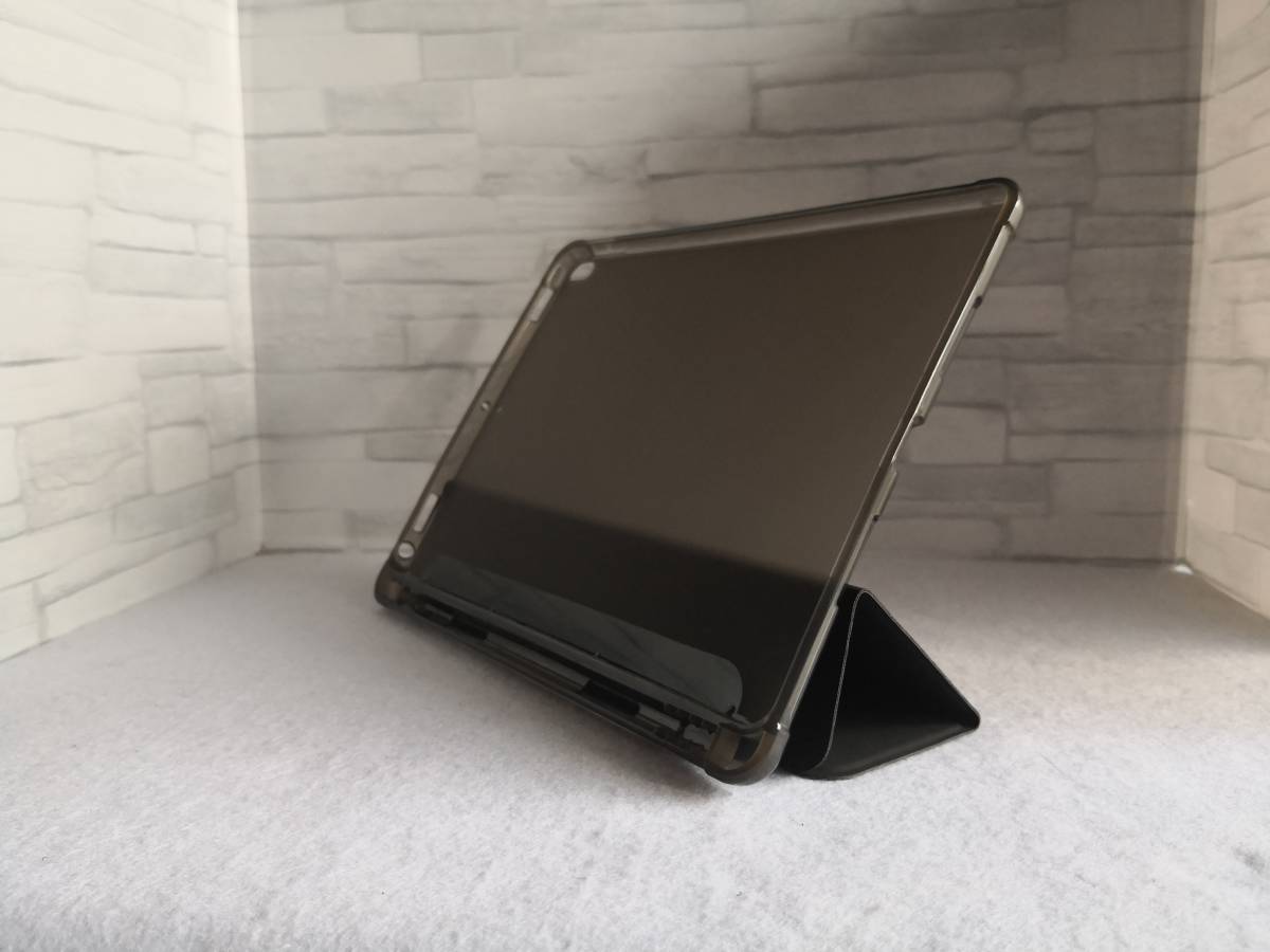 (ペン収納OK) iPad Air 3世代10.5インチ iPad Pro10.5インチ 共用 ブラック レザー スマートケース スタンド機能 オートスリープ機能付の画像2