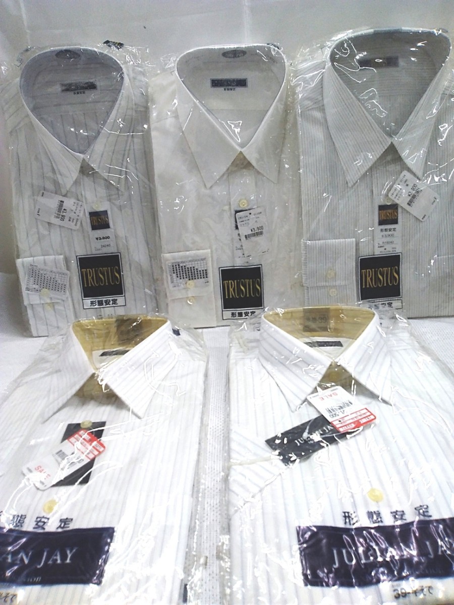 g_t S211 メンズ ビジネスカッターシャツ Yシャツ ドレスシャツ 形態安定 長袖&半袖シャツ 39−78 5点セット 未使用品の画像1