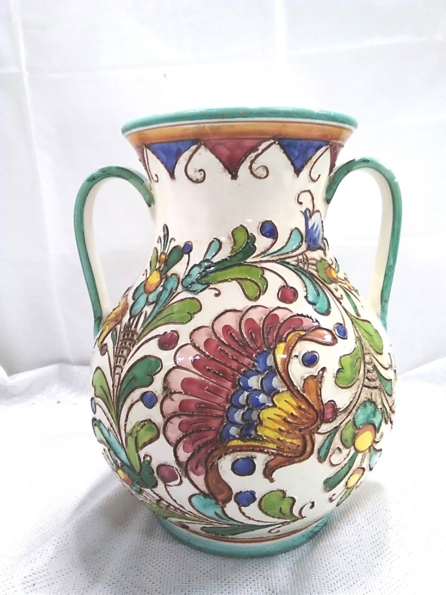 g_t S241 antique ceramics product Italy made hand .. interior vase pitcher .* height... approximately 29cm, calibre... approximately 16cm