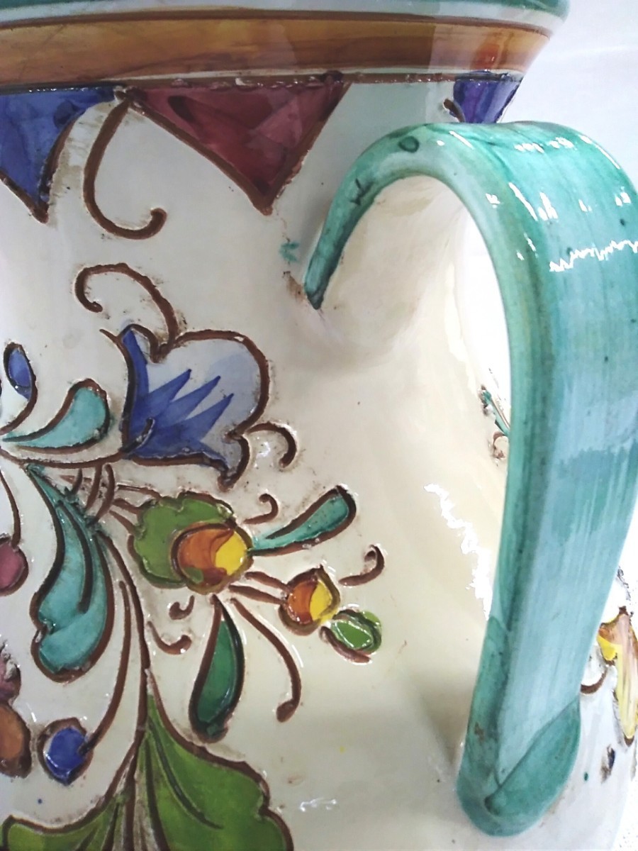 g_t S241 antique ceramics product Italy made hand .. interior vase pitcher .* height... approximately 29cm, calibre... approximately 16cm