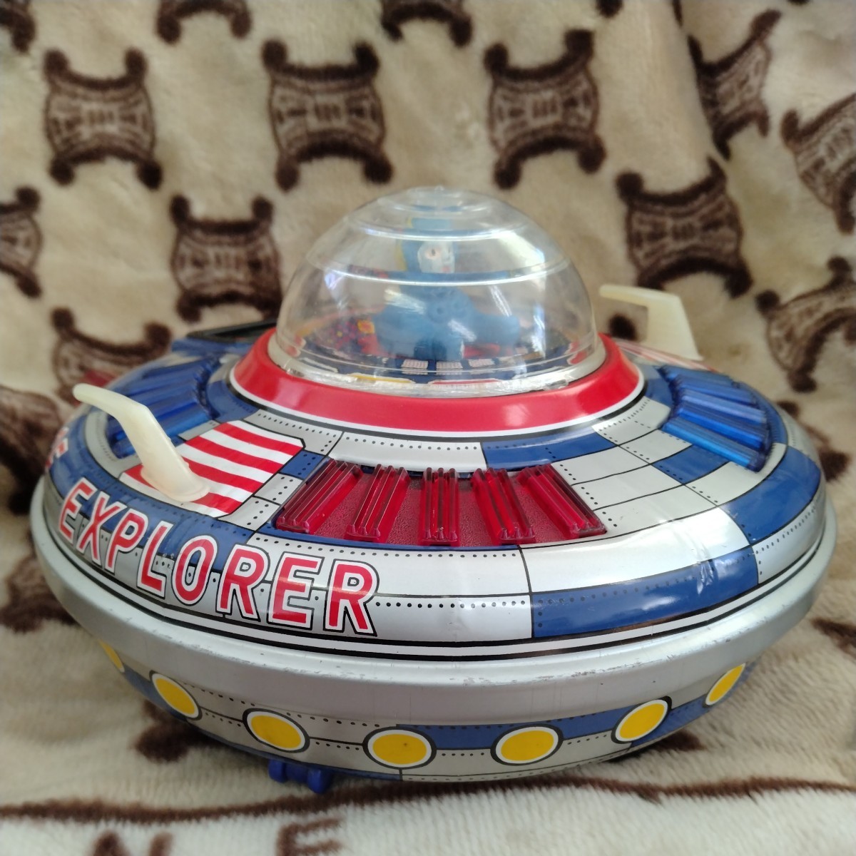  Ichiko Showa Retro tin plate jpy record UFO rare that time thing Vintage SPACE EXPLORER MOON-1 approximately 24 centimeter height approximately 12 centimeter 