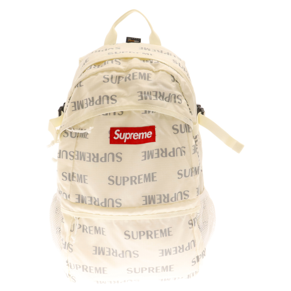 SUPREME シュプリーム 16AW 3M Reflective Repeat Backpack リフレクターリピートロゴバックパック ホワイト