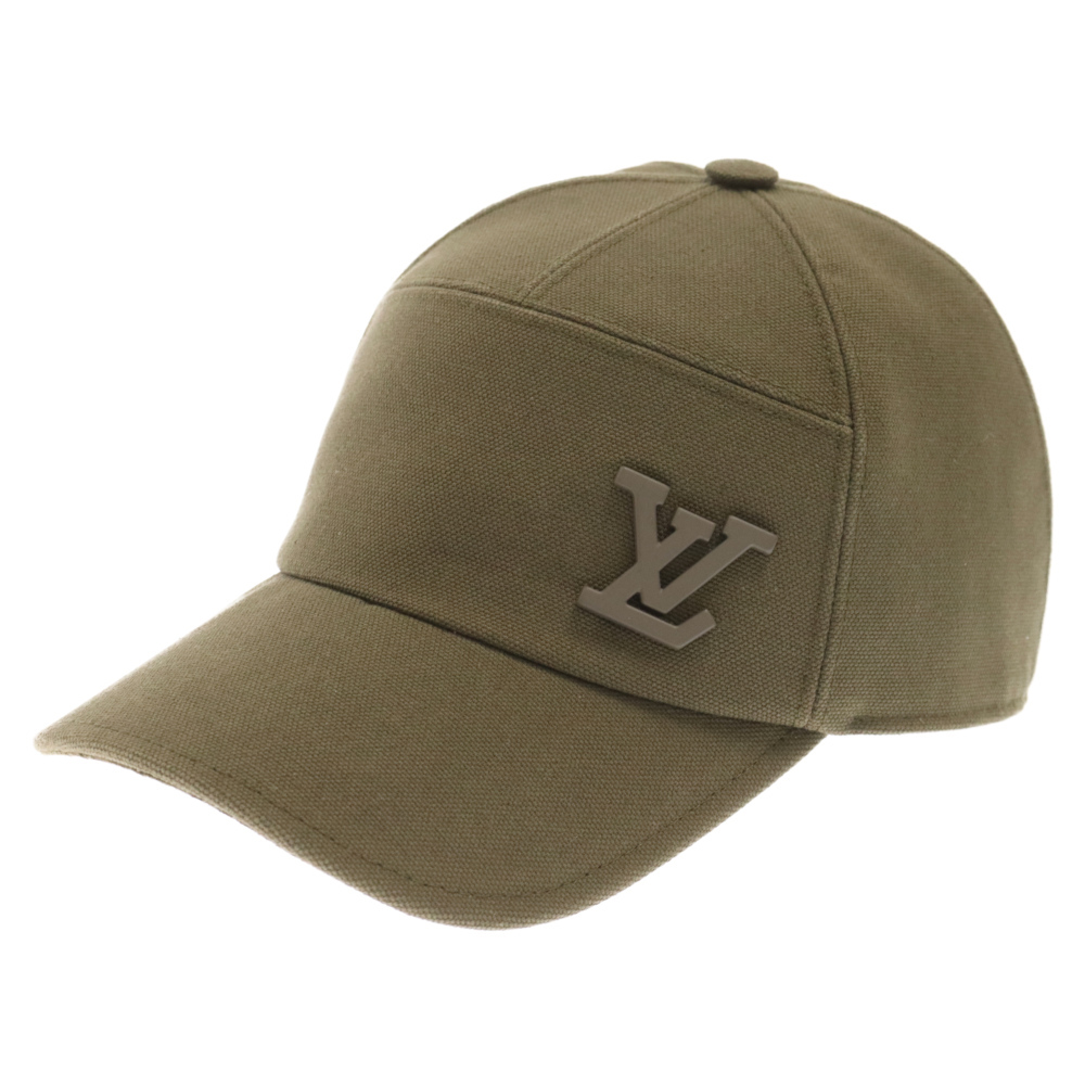 LOUIS VUITTON ルイヴィトン アエログラム ロゴプレート付き キャップ 帽子 カーキ M7017L AL3572_画像1