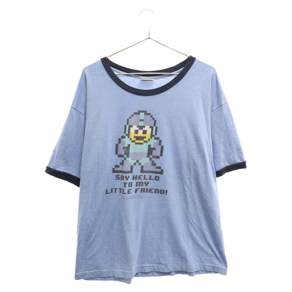 VINTAGE ヴィンテージ 90-00S Mega Man ロックマン メガマン プリント 半袖Tシャツ リンガーTシャツ ブルー