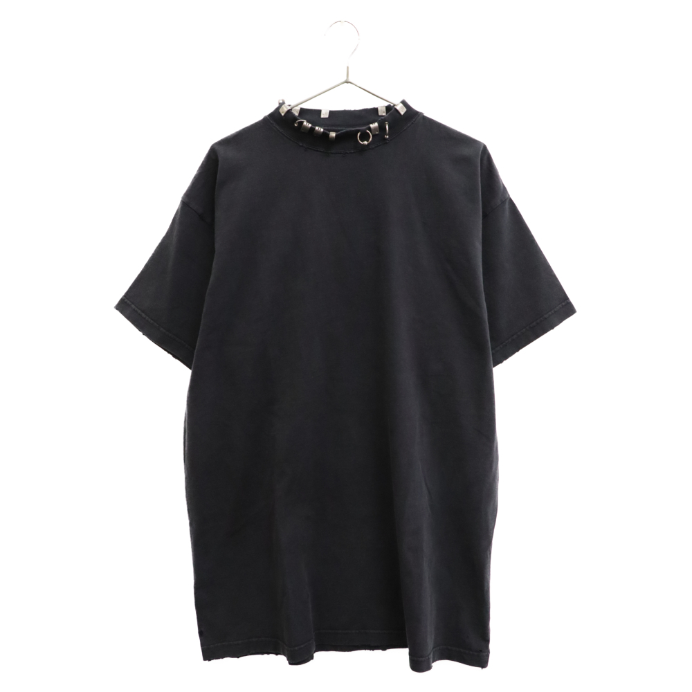 BALENCIAGA バレンシアガ 23AW Pierced T-Shirt ユーズド加工オーバーサイズ半袖Tシャツ 761460 ブラック