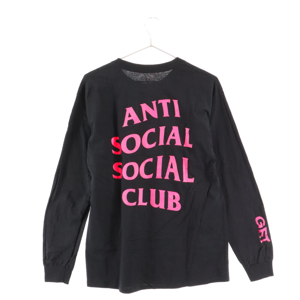 ANTI SOCIAL SOCIAL CLUB アンチソーシャルソーシャルクラブ ロゴプリントクルーネック長袖Tシャツ ブラック/ピンク_画像1