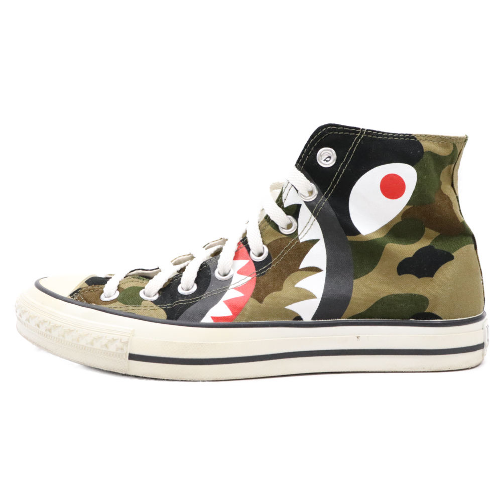 A BATHING APE アベイシングエイプ 1ST CAMO SHARK APE STA HI シャーク エイプスタ カモ ハイカッスニーカー カーキ_画像1