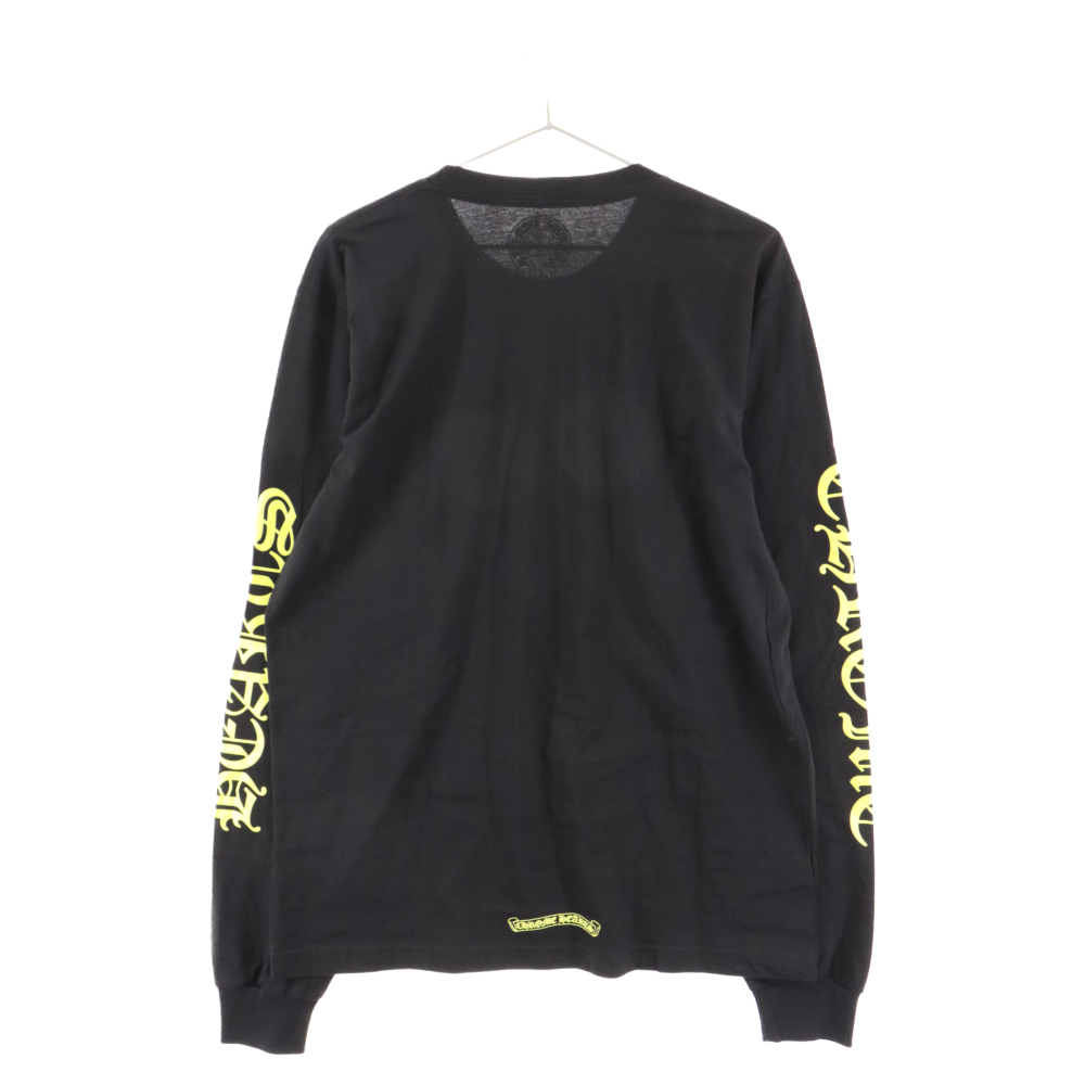 CHROME HEARTS クロムハーツ Old English Neck Logo Neon Yellow L/S Tee オールドイングリッシュネックロゴ長袖Tシャツ ネオンイエロー_画像2