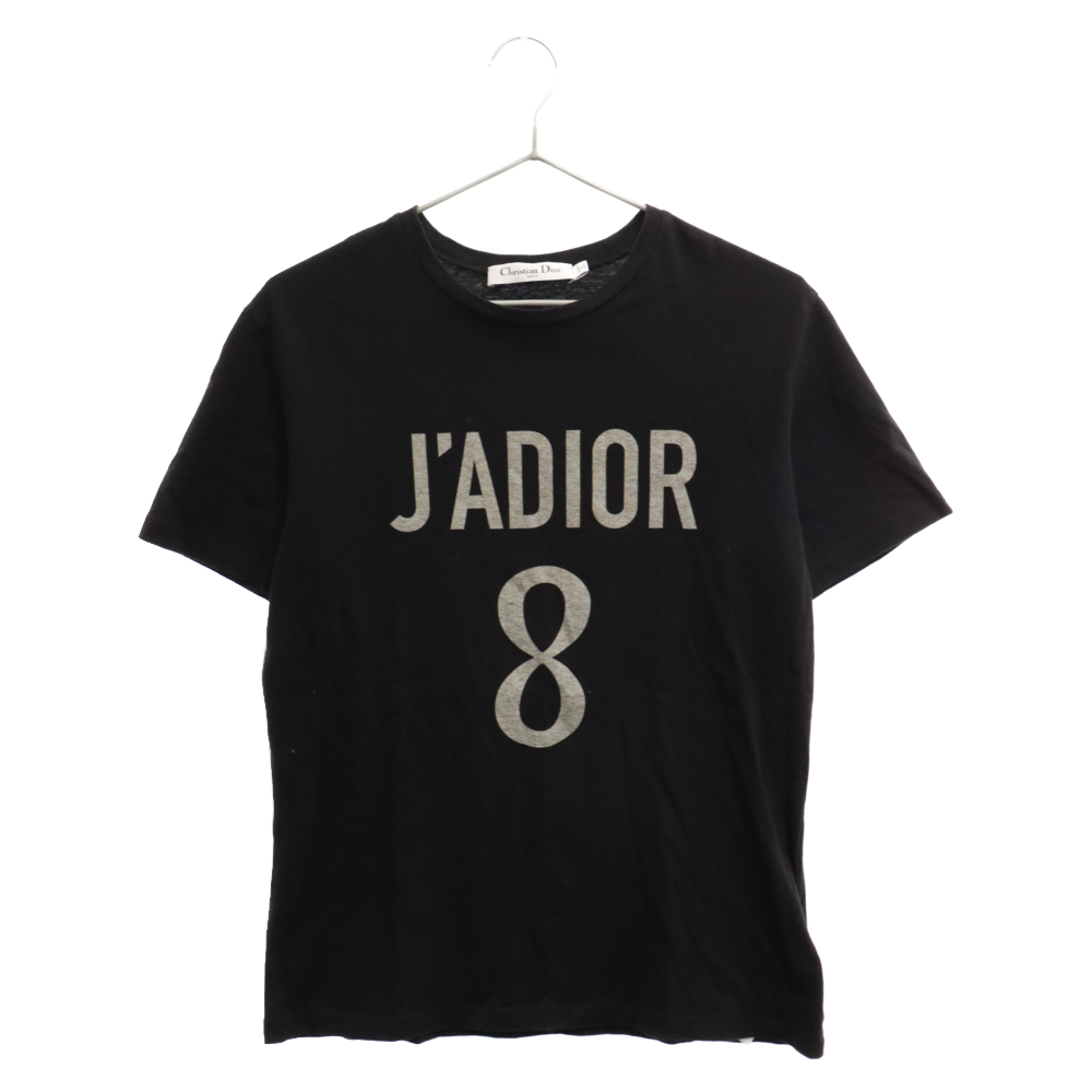 Christian Dior クリスチャンディオール J'ADIOR 8 ロゴプリント リネンクルーネック半袖Tシャツ 213T03TC001 ブラック レディース_画像1