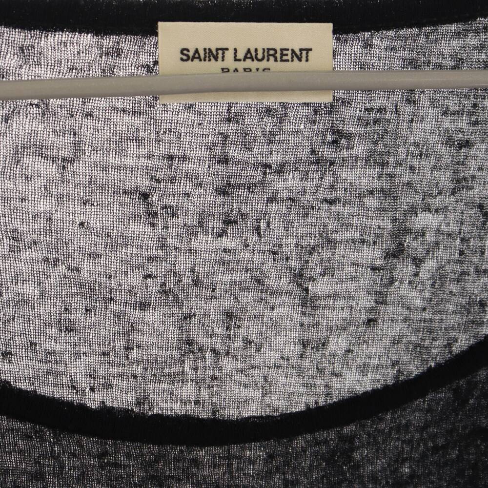 SAINT LAURENT PARIS サンローランパリ 23SS Luxuary T-Shirtsレーヨンウール 薄手ニット半袖Tシャツ ブラック 729857 Y37DR_画像3