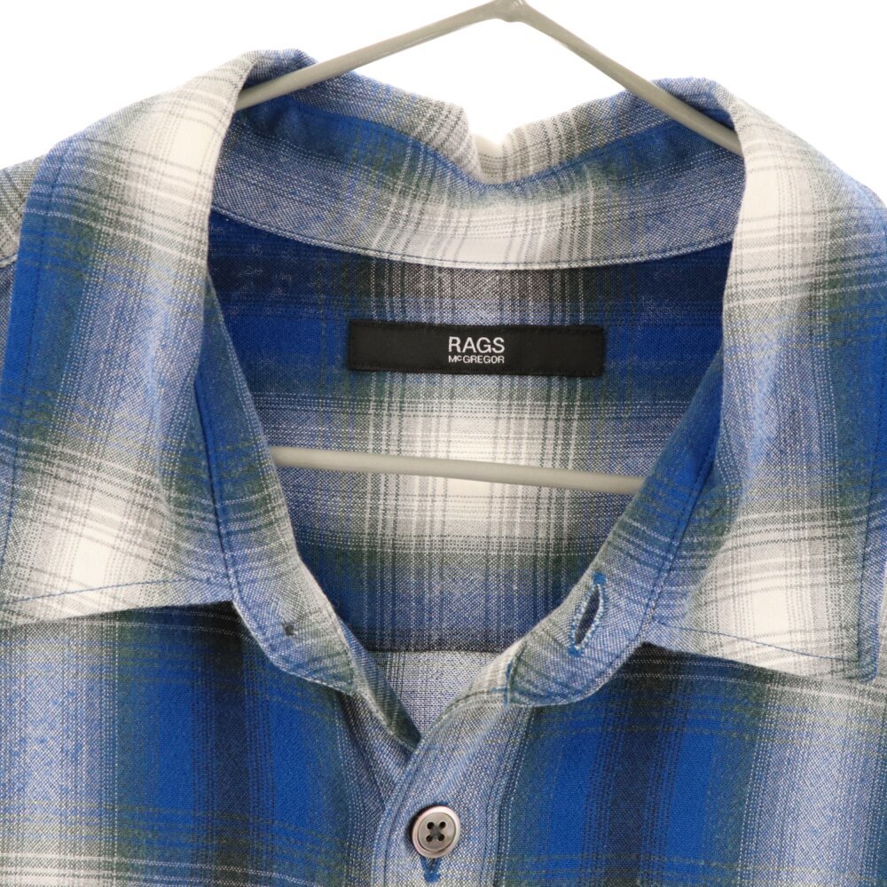 Rags McGREGOR ラグスマックレガー OMBRE CHECK SHIRT オンブレ チェック レーヨン 長袖シャツ ブルー211177101_画像3