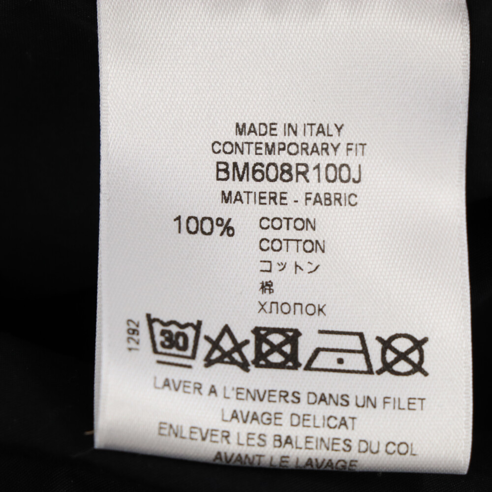 GIVENCHY ジバンシィ ロゴ刺繍 コットン長袖 ドレス長袖シャツ ブラック BM608R100J_画像6