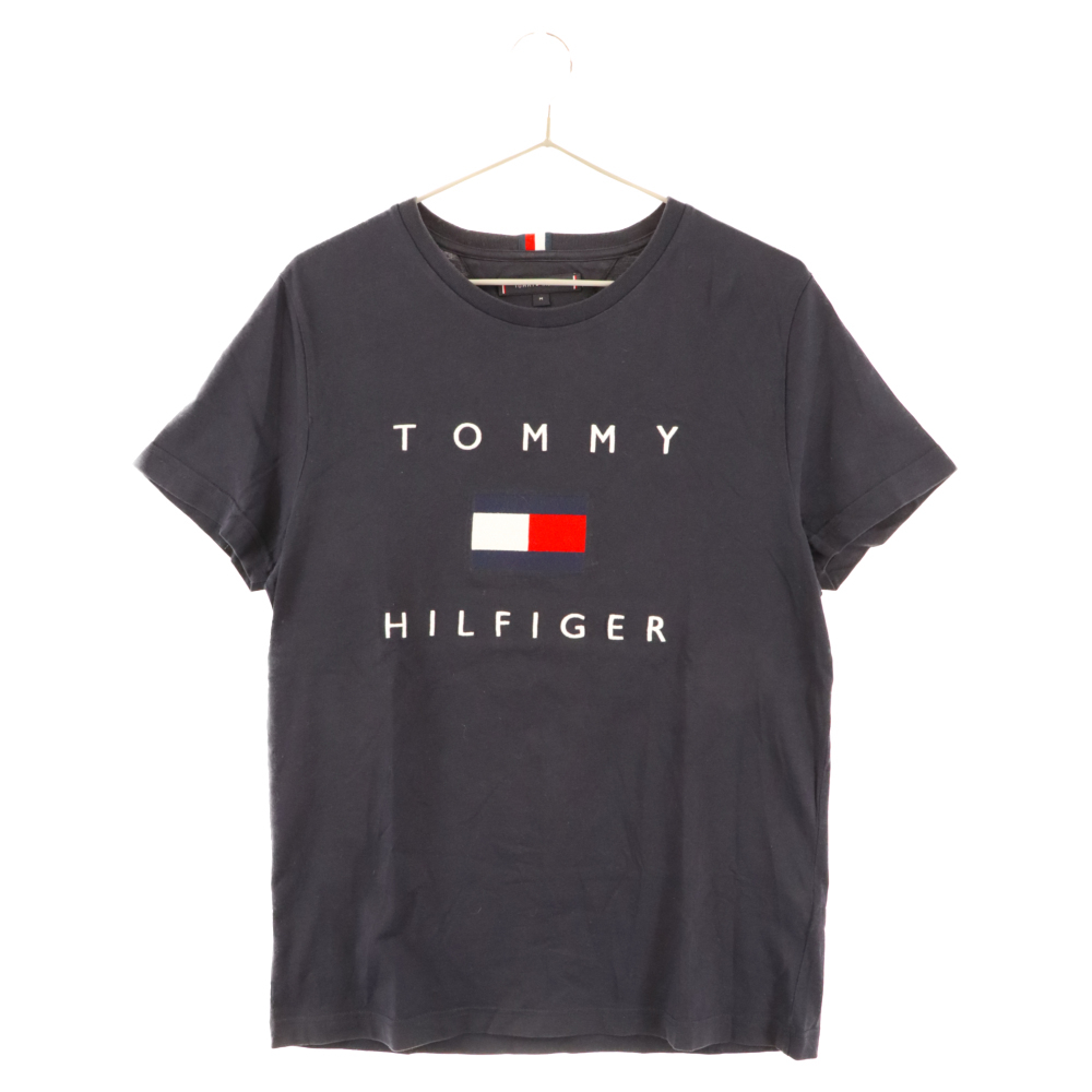 TOMMY HILFIGER トミーヒルフィガー ロゴ刺繍 半袖カットソー 半袖Tシャツ ネイビー_画像1