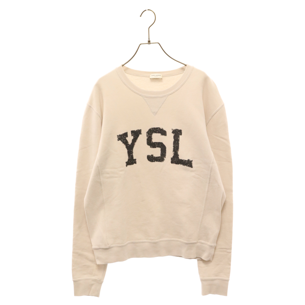 SAINT LAURENT PARIS サンローランパリ 21AW Logo Print Sweatshirt YSL ロゴ ヴィンテージロゴスウェット 666979 Y36IP ベージュ_画像1