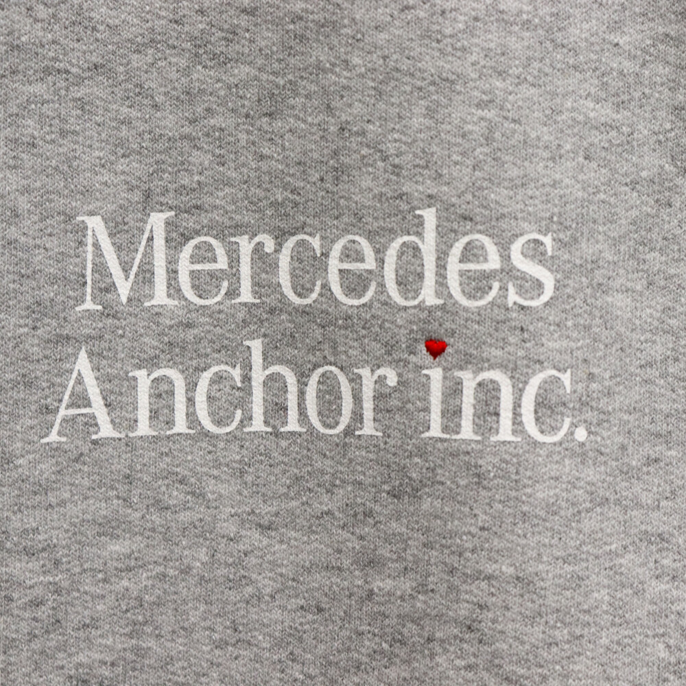 Mercedes Anchor Inc. Mercedes якорь чернила Crew Sweat Heart вышивка Logo вырез лодочкой тренировочный футболка серый 