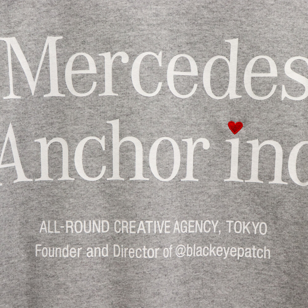 Mercedes Anchor Inc. Mercedes якорь чернила Crew Sweat Heart вышивка Logo вырез лодочкой тренировочный футболка серый 