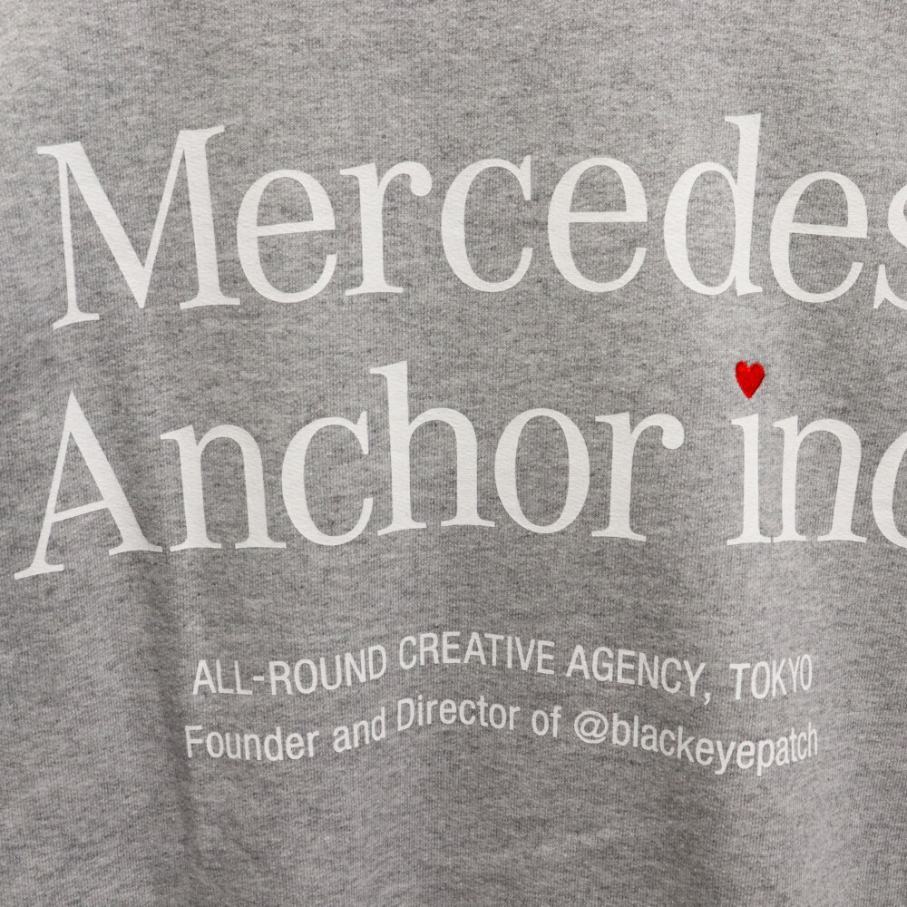 Mercedes Anchor Inc. メルセデスアンカーインク Crew Sweat ハート刺繍 ロゴ クルーネックスウェットトレーナー グレー_画像4