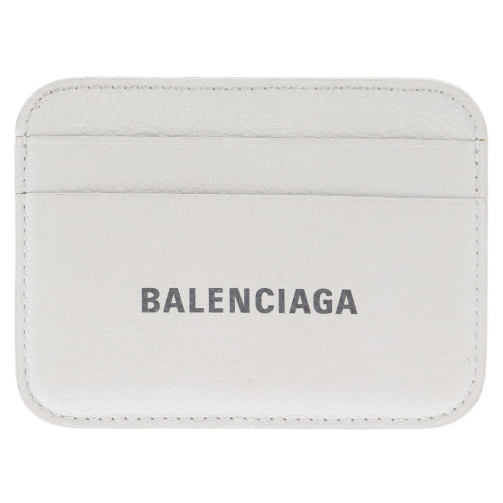 BALENCIAGA バレンシアガ ロゴプリント レザー カードケース ベージュ 593812