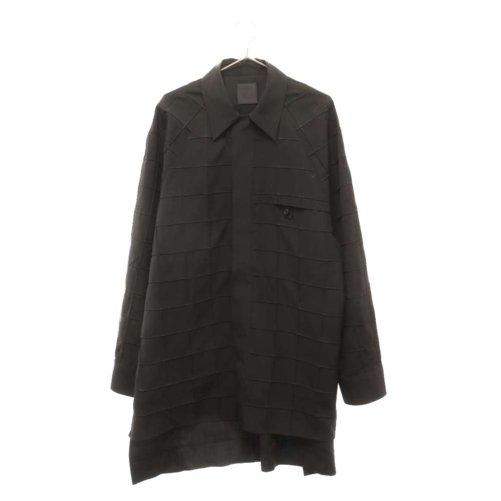 GIVENCHY ジバンシィ ピンタックオーバーサイズ ウール 長袖シャツ ブラック BM60R813MP