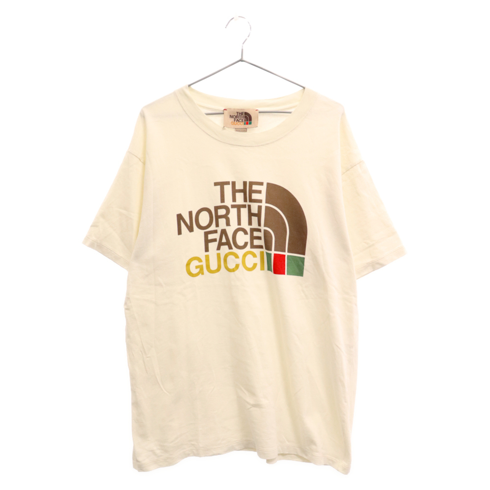 GUCCI グッチ 21SS×THE NORTH FACE Oversize Tee 616036 XJDCL×ザノースフェイス フロントロゴプリントオーバサイズ半袖Tシャツ ホワイト