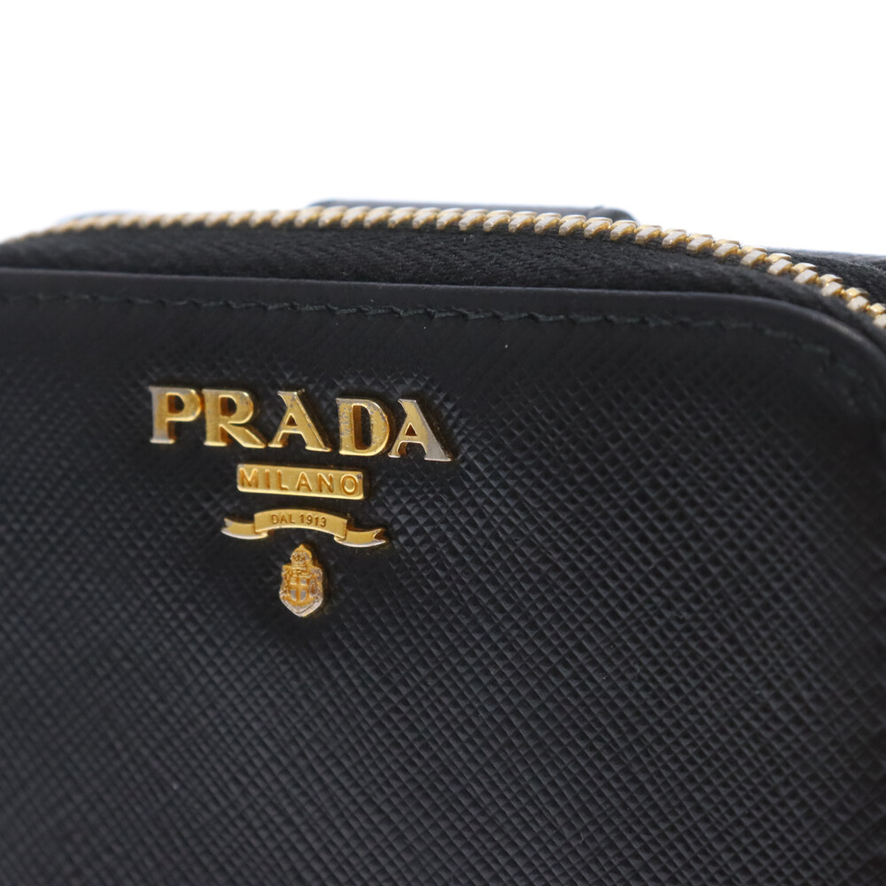 PRADA プラダ SAFFIANO METAL サフィアーノ レザー 二つ折り財布 ラウンドファスナー ブラック 1ML522_画像4