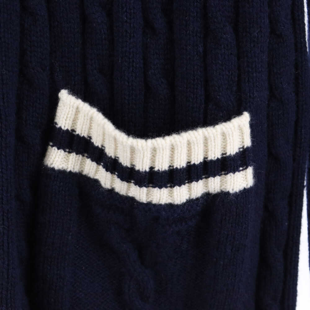 SAINT LAURENT PARIS sun rolan Paris cable knitted cardigan lady's 668374 Y75FW navy 