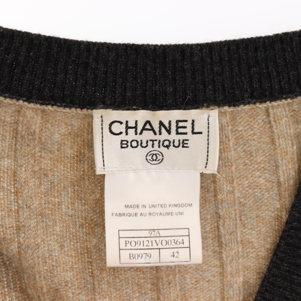 CHANEL Chanel 97A OLD Old cashmere knitted the best attaching high‐necked sweater lady's beige 