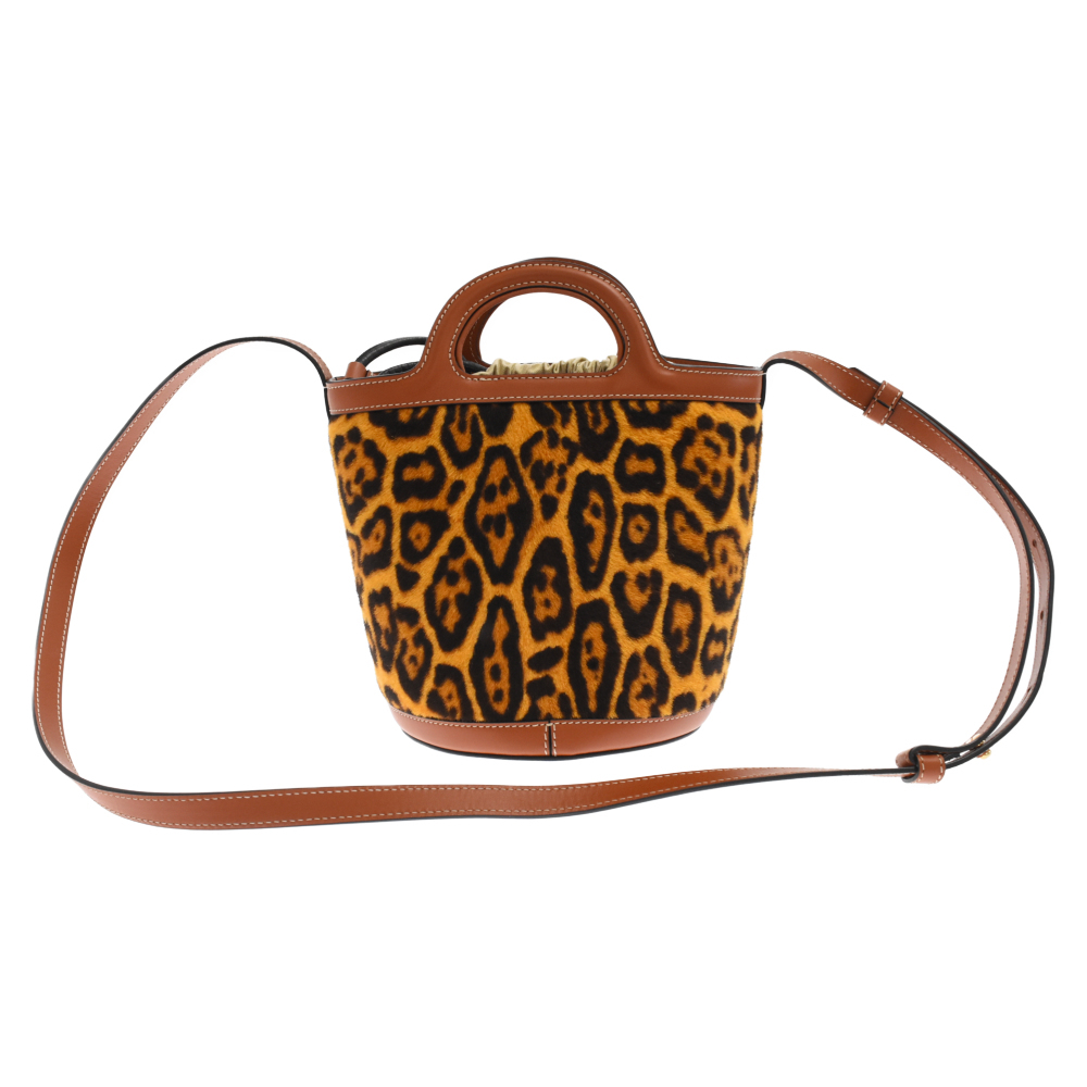  Marni 23AW Toro pika задний Mini Leopard - lako2WAY ковш сумка сумка на плечо ручная сумочка Brown / желтый SCMP0056Q8