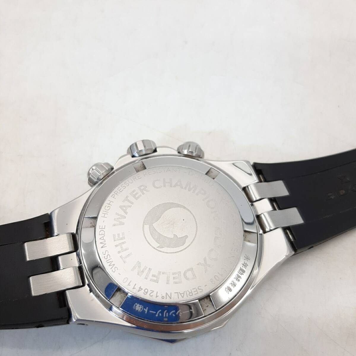 r201【1円スタート】 EDOX スイス製 エドックス DELFIN デルフィン 腕時計 メンズ 200M防水 ※裏蓋部に記名あり 現状品 _画像6