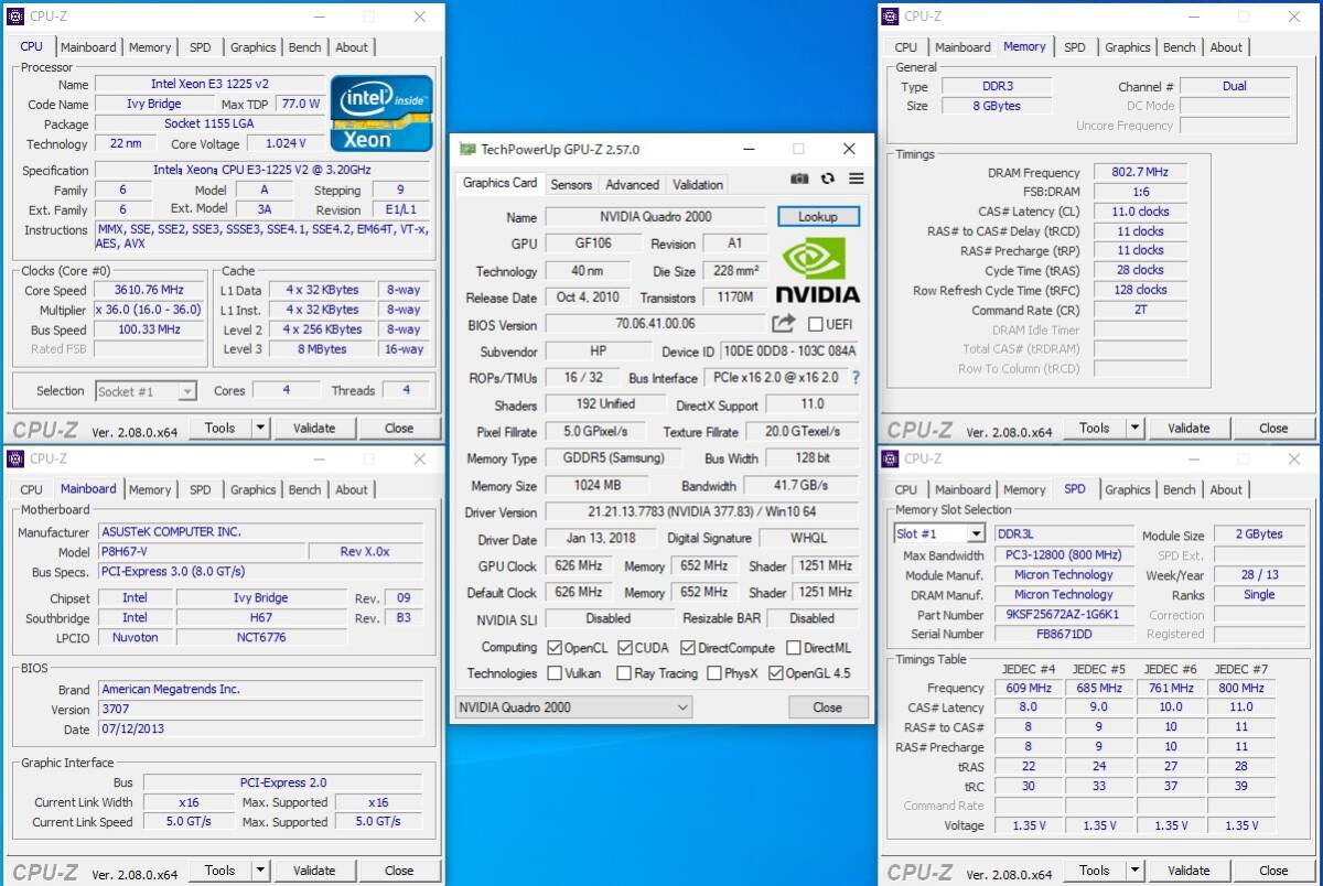 デスクトップPC Xeon E3-1225V2/8GB/SSD128GB&HDD1.0TB/QUADRO-2000/DVD/430W/Win10Home、動作品、ジャンク扱い_画像6