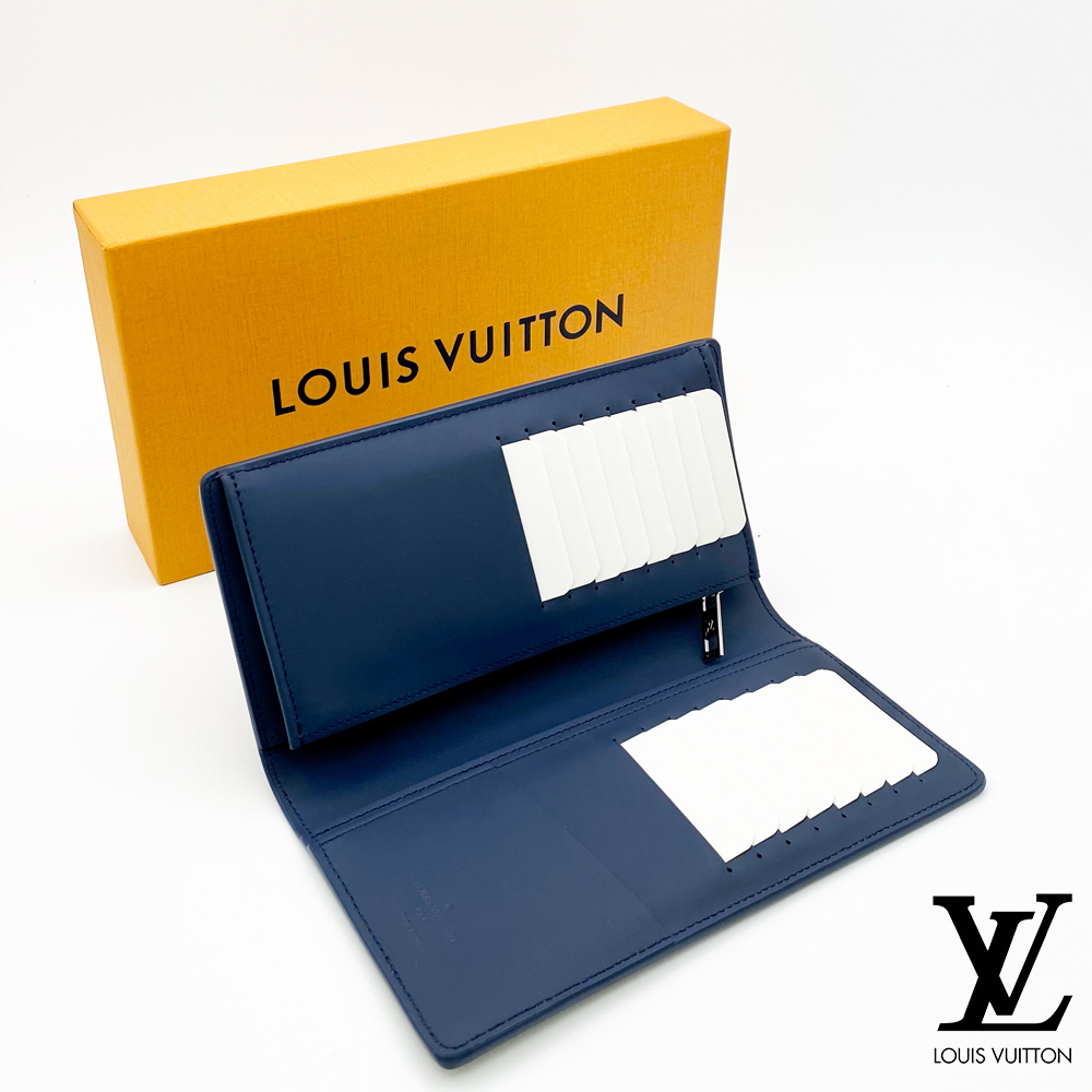 【最高峰品】ルイヴィトン LOUIS VUITTON アエログラム ポルトフォイユ・ブラザNM M81810 ICチップ RFID ネイビーブルー 送料無料 送料込み_画像3