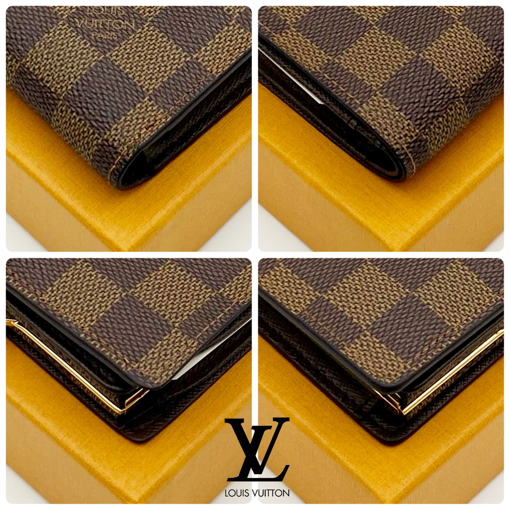 【超美品】ルイヴィトン LOUIS VUITTON ダミエ エベヌ ポルトフォイユ・ヴィエノワ がま口財布 M61664 ブラウン 送料無料 送料込み_画像5